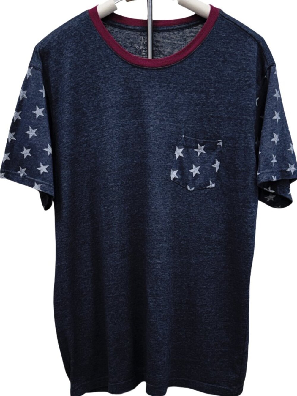 George Navy Blue Patriotic Graphic T-shirt Breathable Lightweight Short Sleeve